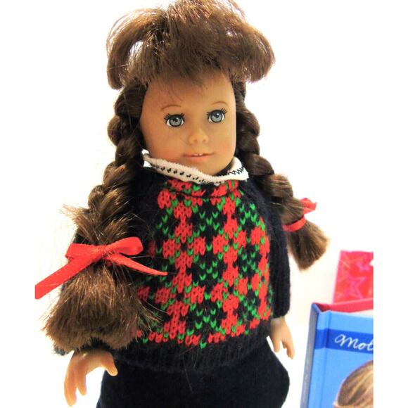 American Girl MOLLY MINI DOLL 6.5" Cloth Body Meet Outfit 25th Anniv Book + BAG - Picture 2 of 5